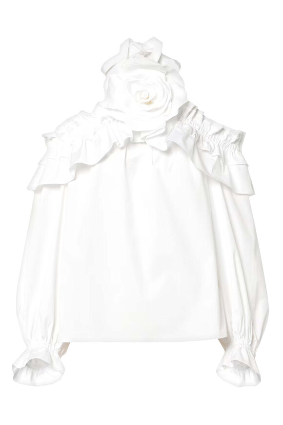 Carolina Herrera - White Off The Shoulder Floral Blouse