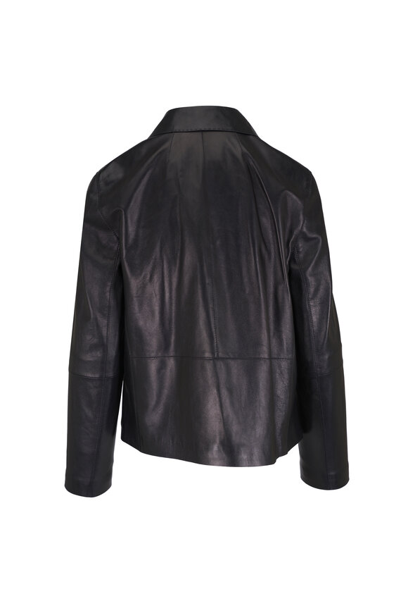 Lafayette 148 New York Black Leather Patch Pocket Jacket - view 5