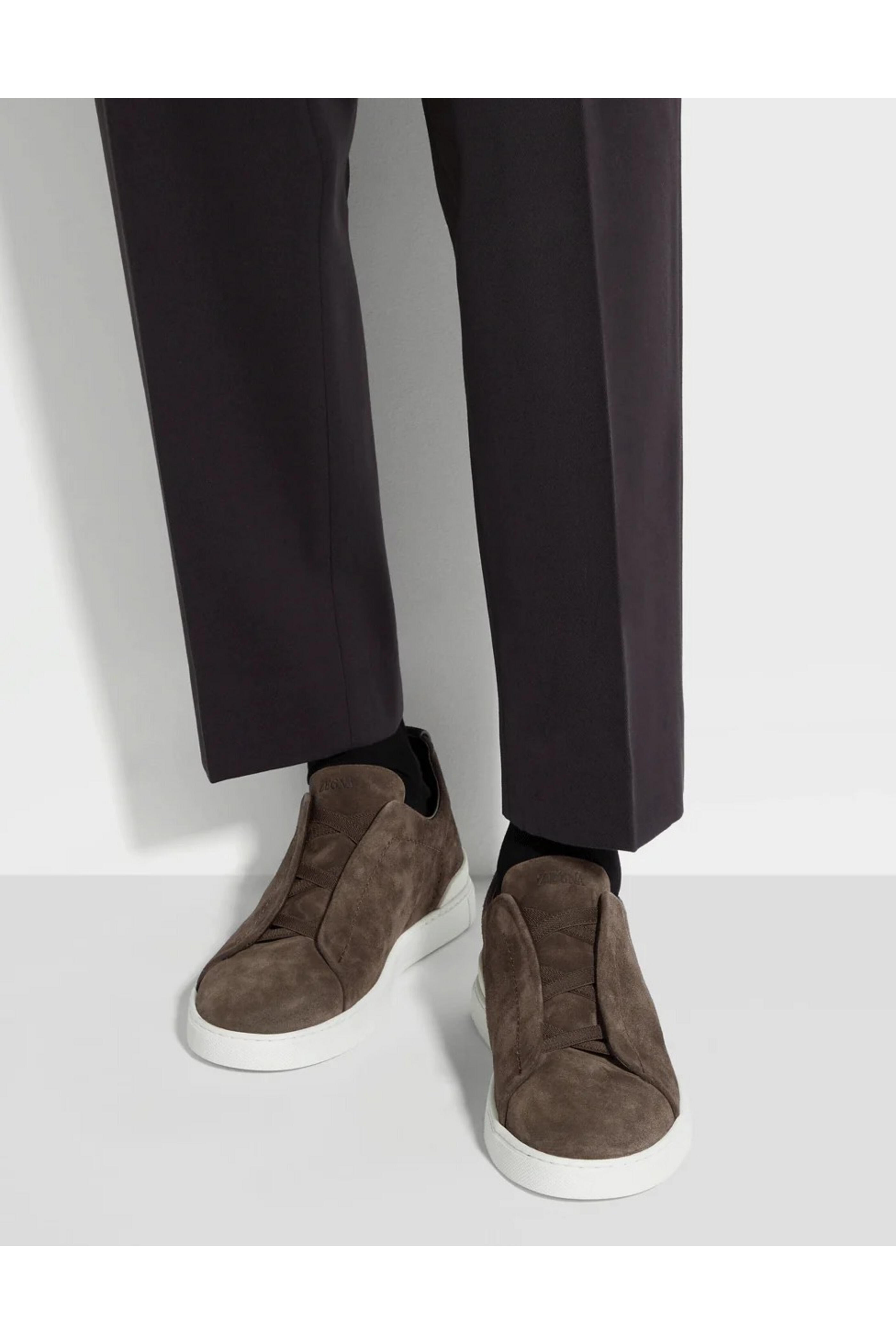 Zegna - Triple Stitch Mocha Suede Sneaker