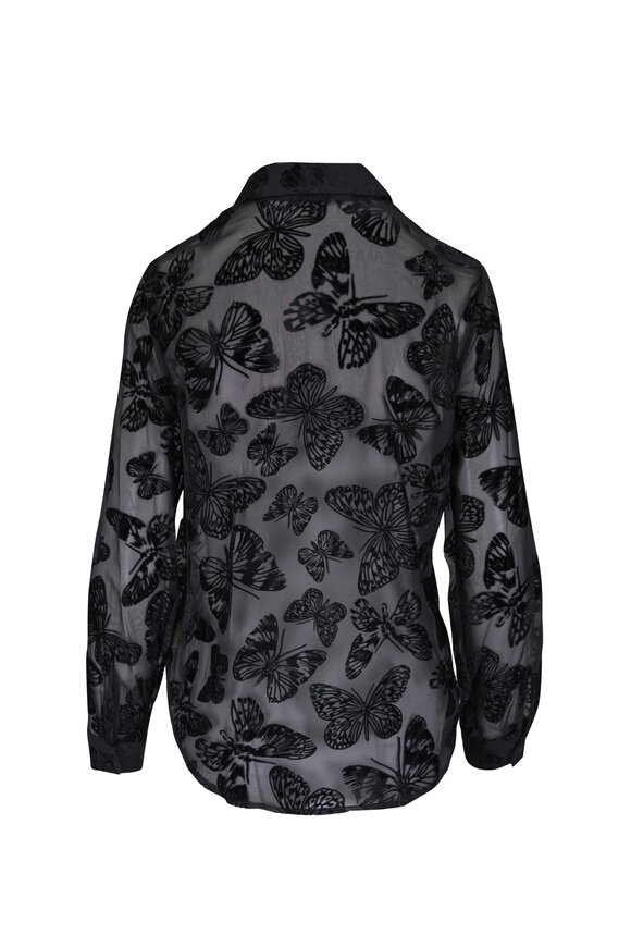 L'Agence Laurent Black Butterfly Print Button Up Blouse - view 2