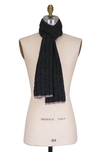 BRUNELLO CUCINELLI★Double knit striped scarf Brunello Cucinelli Sparkling Striped Double Knit Scarf In