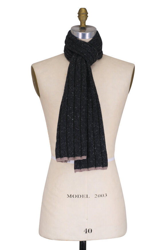 美品　モンクレール　 MONCLER☆Sciarpaチェック柄スカーフブルー Moncler - Navy Blue Knitted Scarf | Mitchell Stores