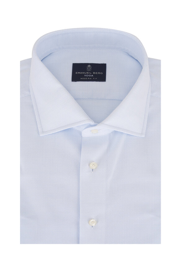 Emanuel Berg Yoga Light Blue Textured Dress Shirt