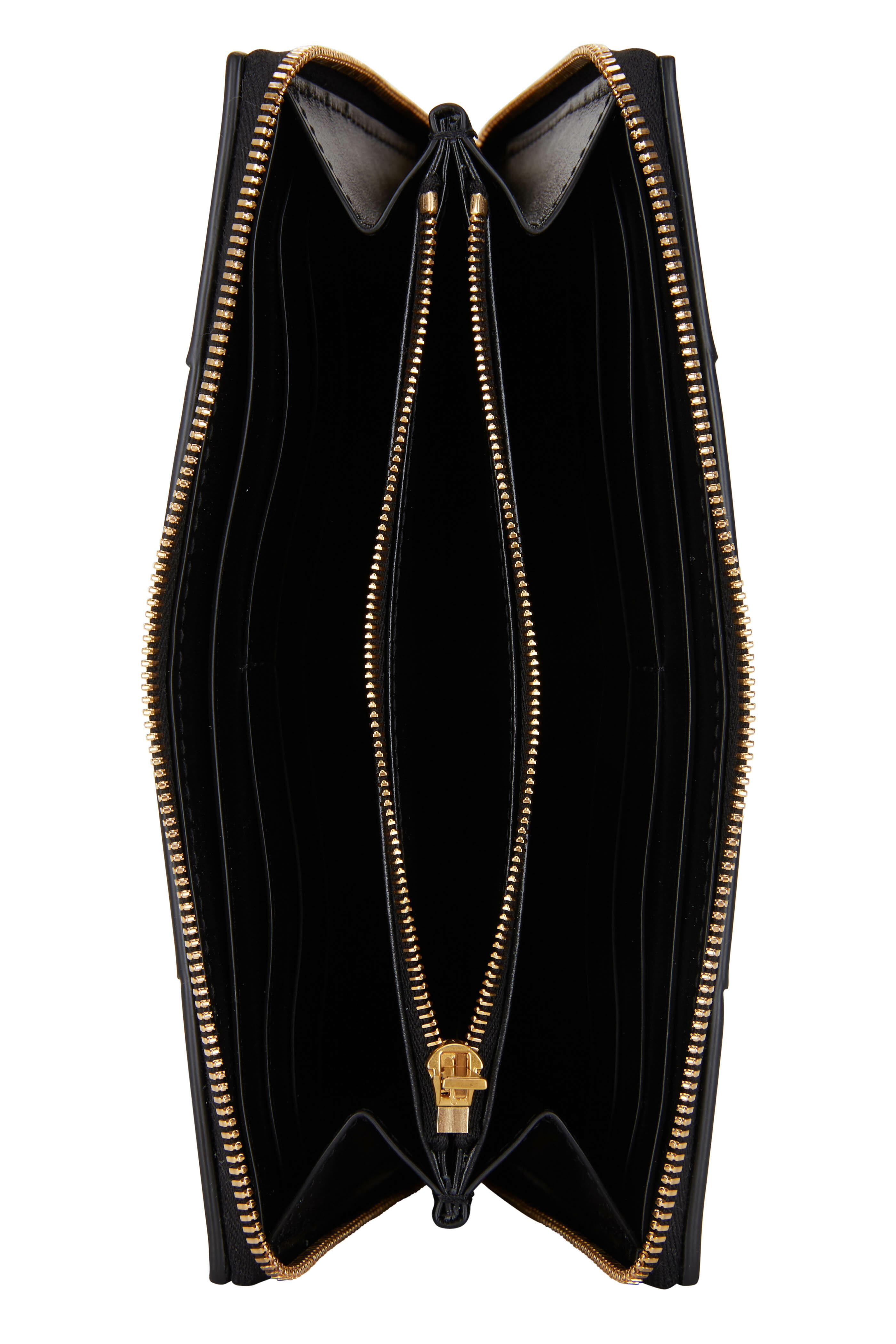 Bottega Veneta - Black Wide Weave Leather Zip-Around Wallet