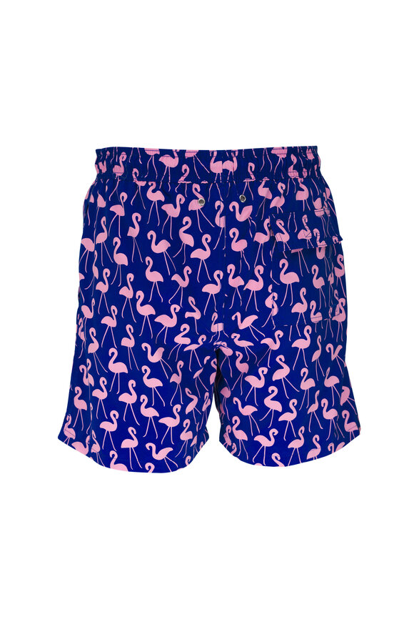 Tom & Teddy - Flamingo Rose & Blue Swim Trunks