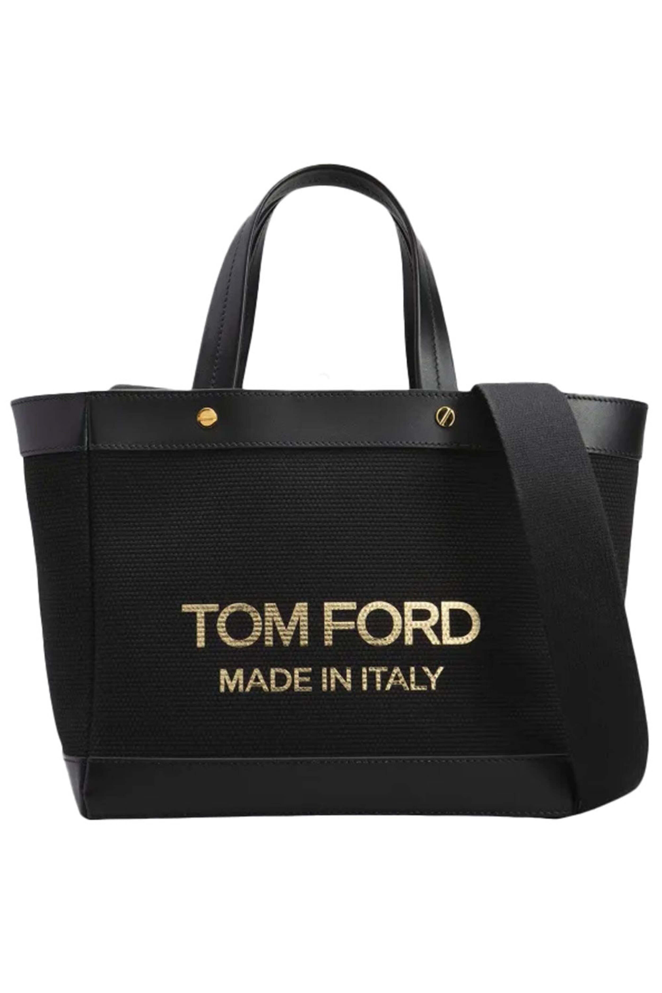 Tom Ford - Logo Print Canvas Tote in Black | Mitchell Stores
