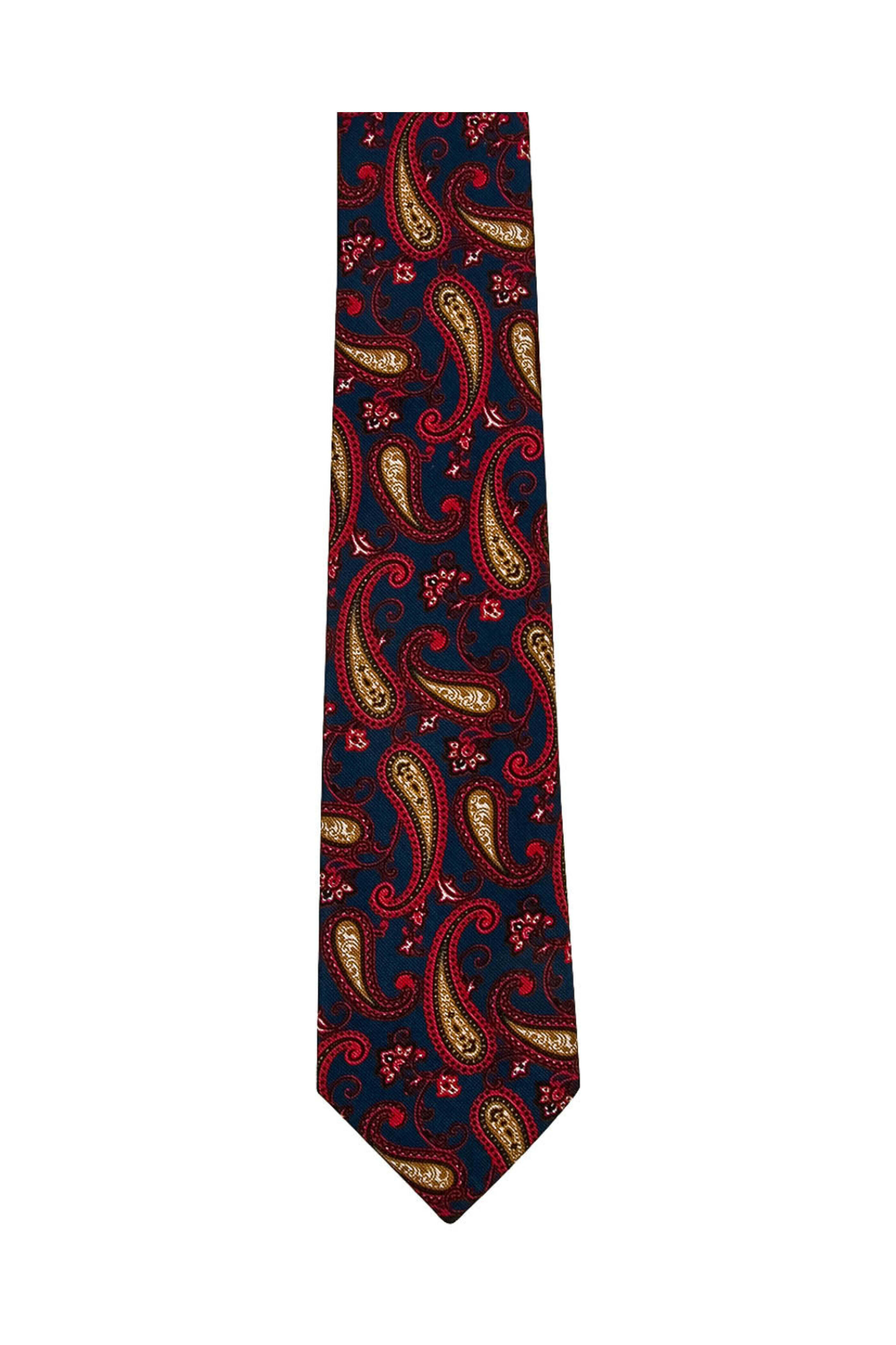 Kiton - Navy with Red and Gold Paisley Tie