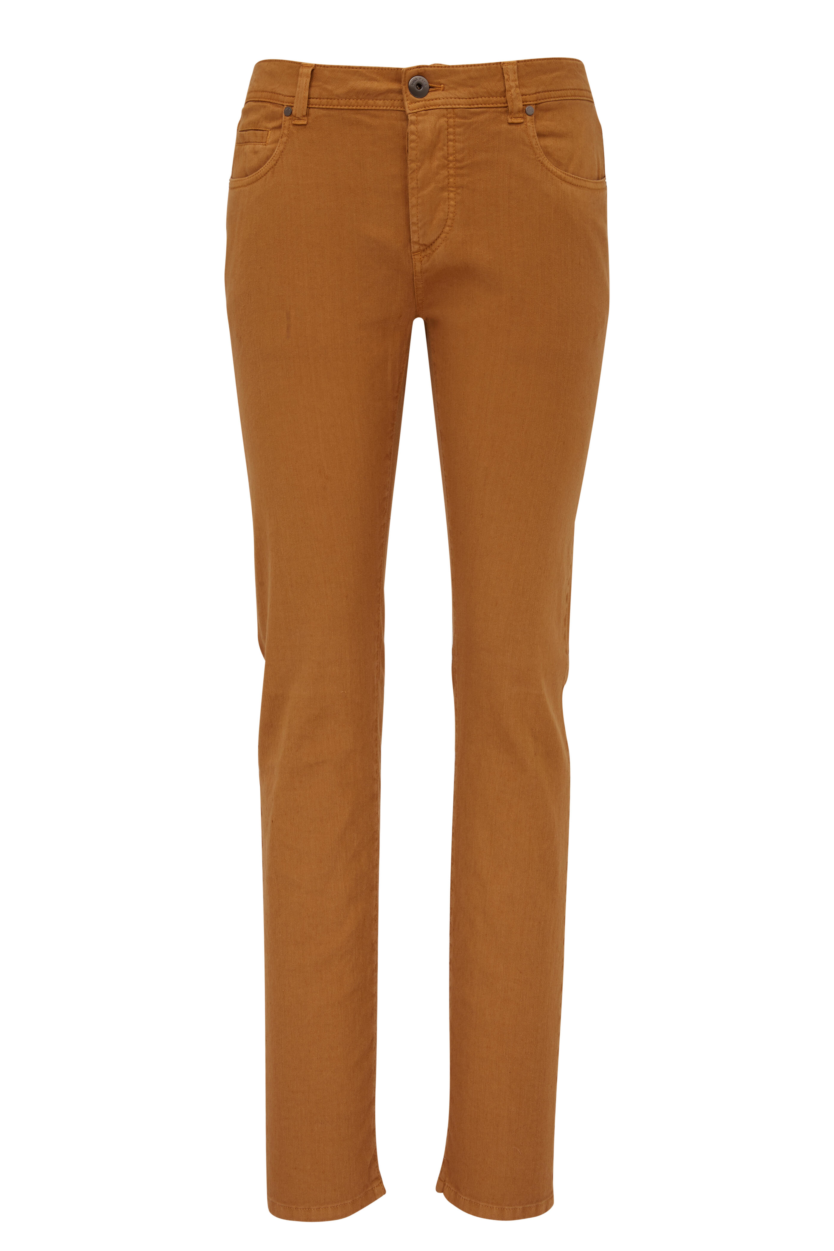 Loro Piana - Five Pocket Tan Stretch Linen & Cotton Pant