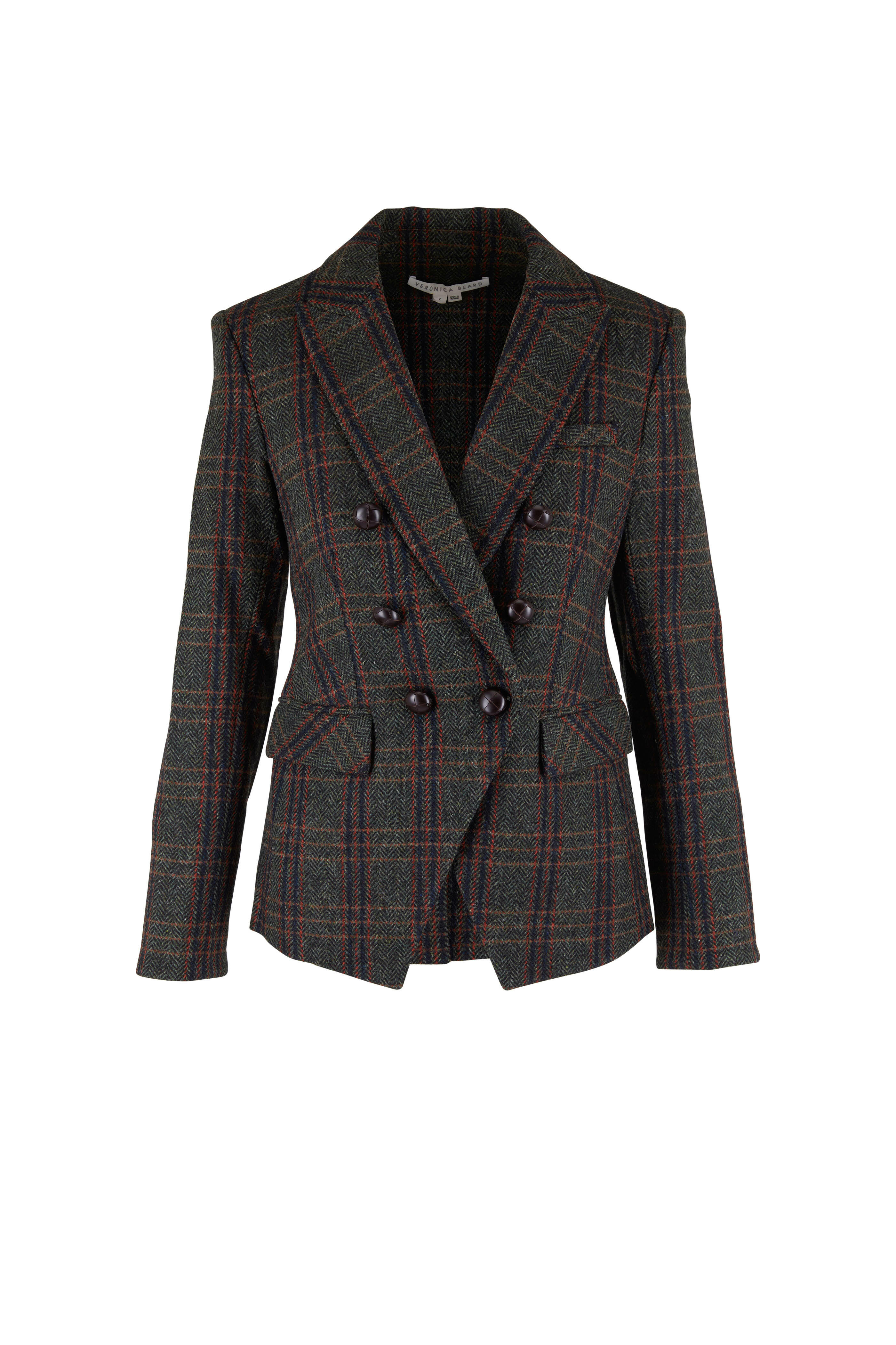 Veronica Beard - Miller Forest Green Herringbone Dickey Jacket