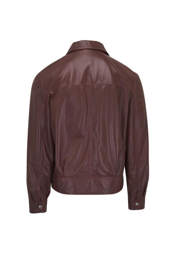 Brunello Cucinelli Burnt Red Leather Bomber Jacket - view 3