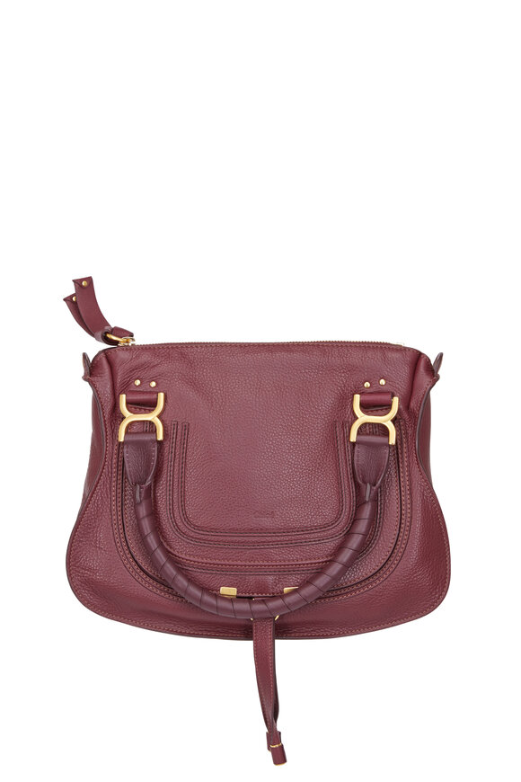 Chloé - Marcie Wine Leather Medium Shoulder Bag