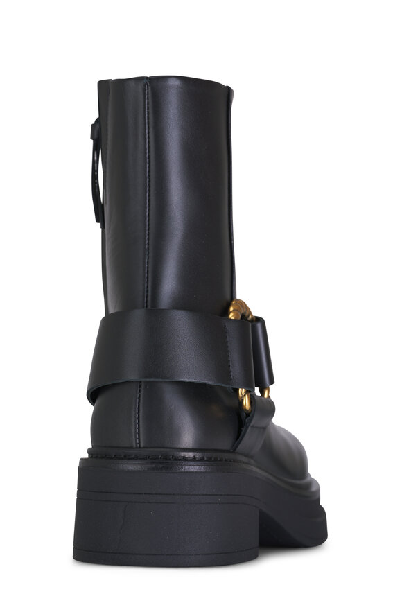 Dorothee Schumacher - Black Leather Gold Ring Zip Boot 