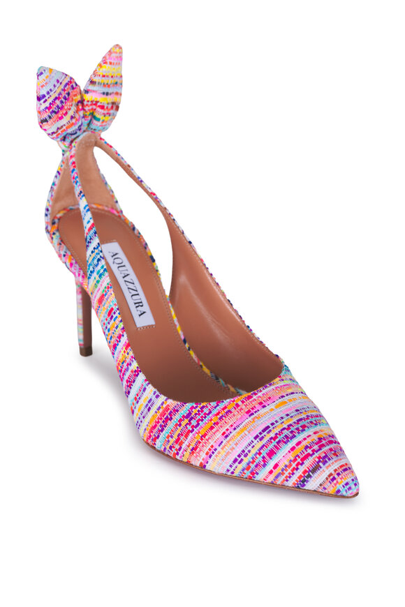 Aquazzura Bow Tie Multicolor Tweed Pump, 85mm - view 1