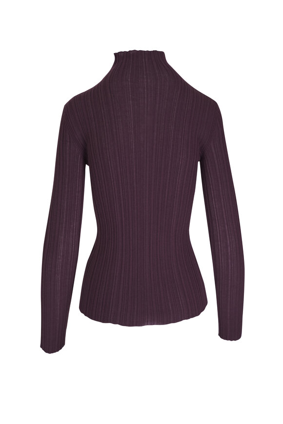 Agnona - Brown Mock Neck Cashmere & Silk Top 