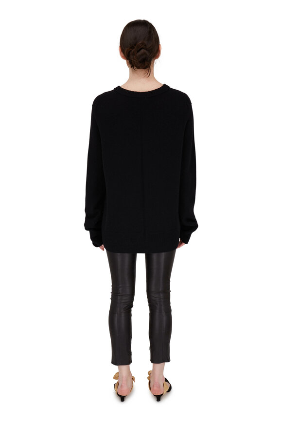 The Row - Mino Black Leather Cropped Skinny Pant