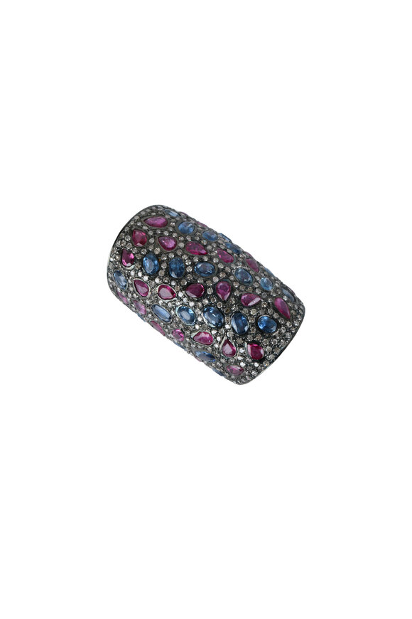 Loren Jewels - Sterling Silver Ruby & Sapphire Ring