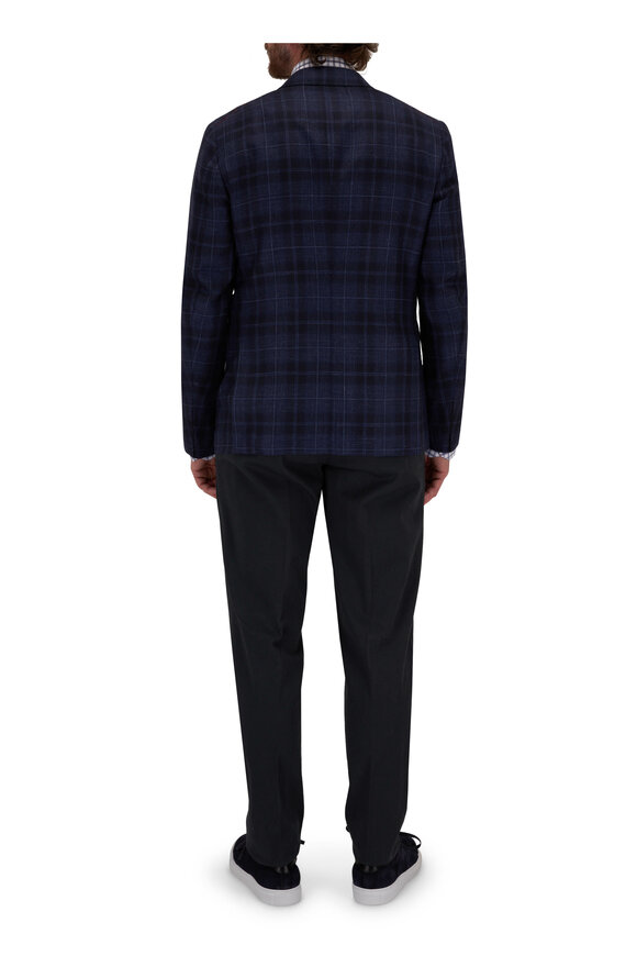 Isaia - Navy Plaid Wool, Cashmere, Silk & Linen Sportcoat