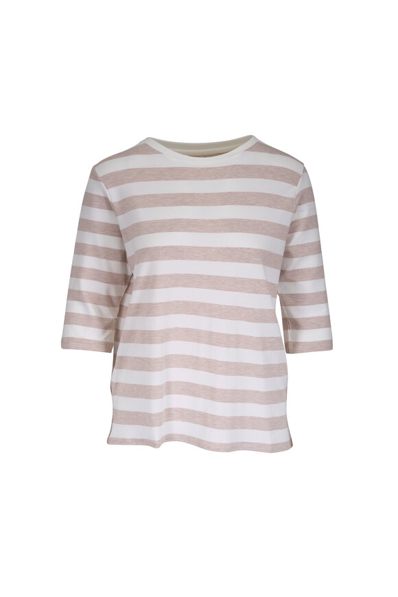 Majestic Soft Touch Ecru Stripe Boatneck Shirt