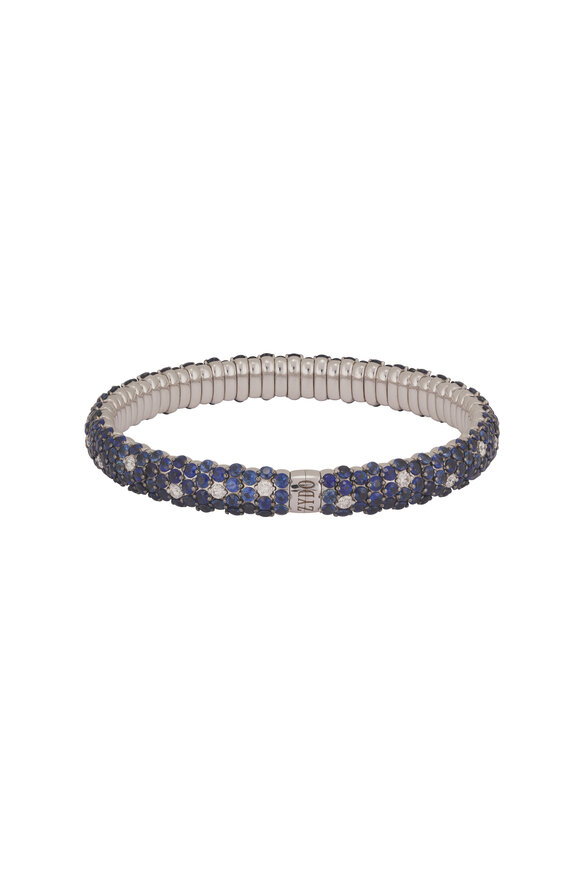 ZYDO 18k Gold Blue Sapphire Domed Stretch Bracelet - view 3
