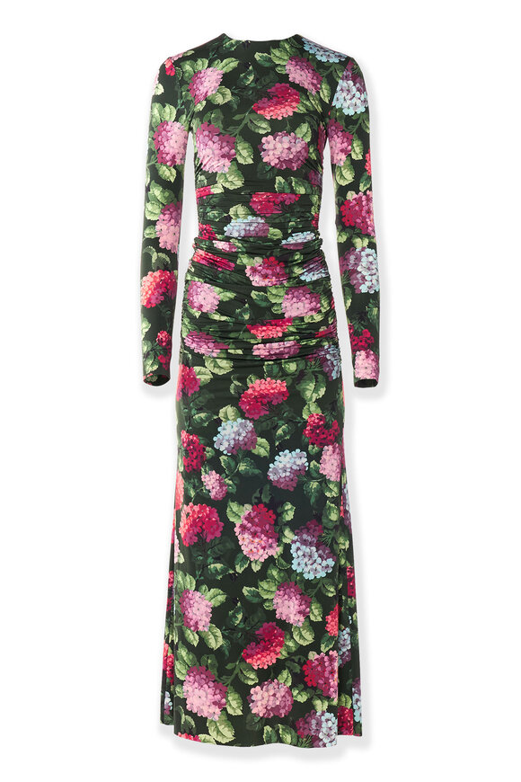 Carolina Herrera Multicolor Hydrangea Print Ruched Dress - view 2
