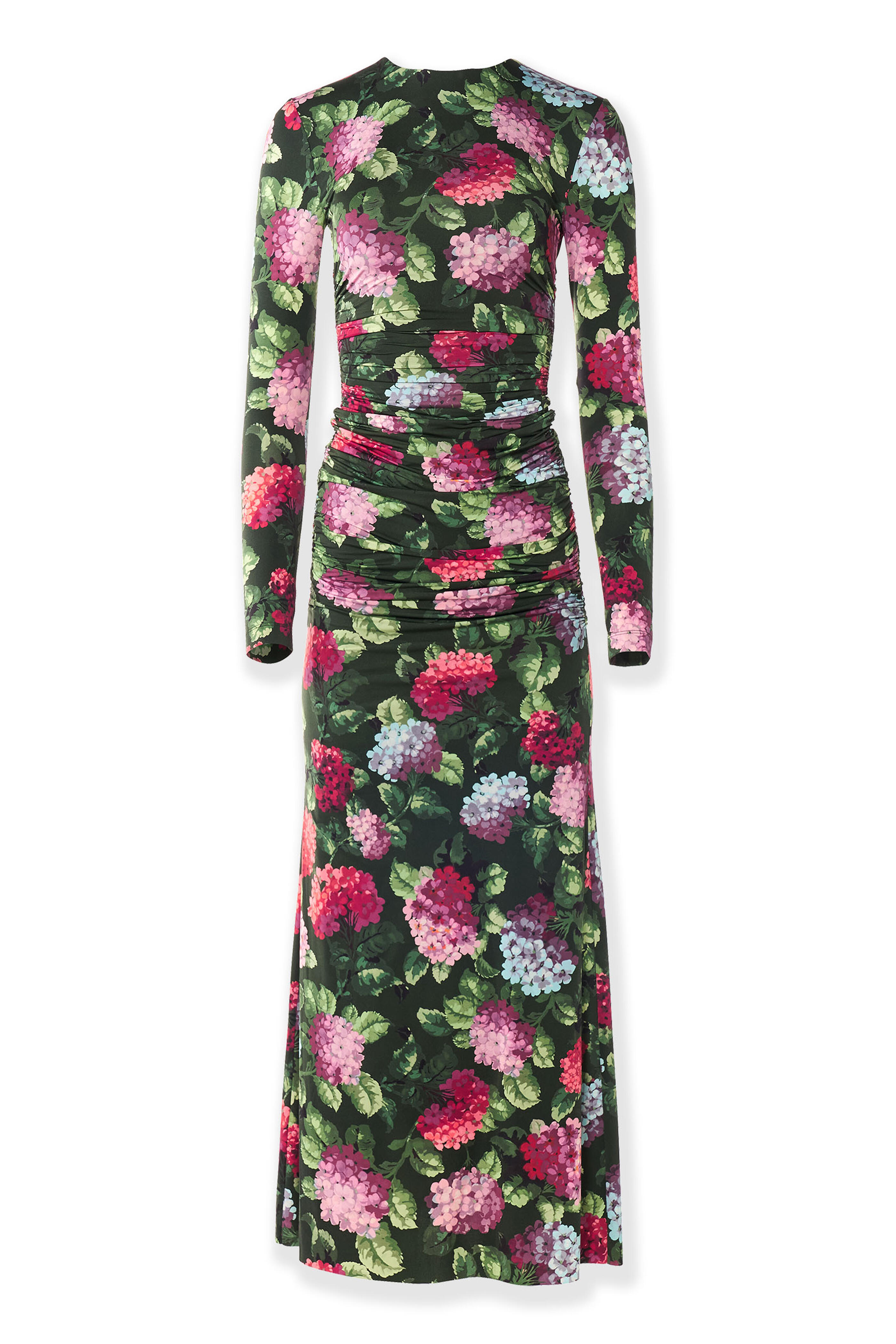 Carolina Herrera - Multicolor Hydrangea Print Ruched Dress - view 2