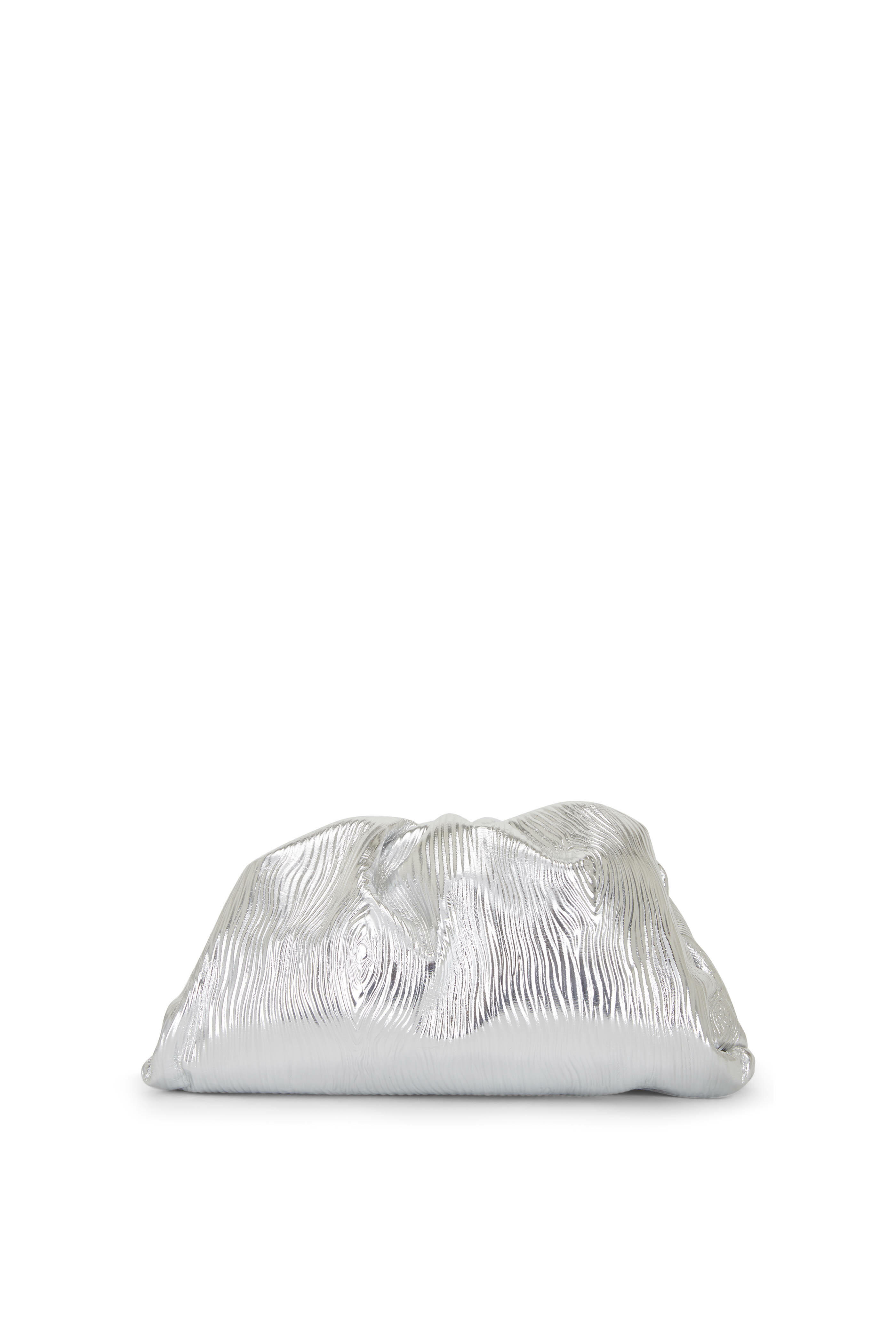 Bottega Veneta - The Pouch Metallic Silver Large Clutch