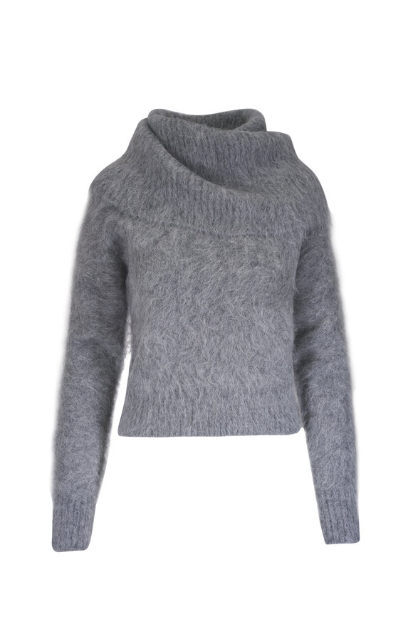 Totême Gray Mélange Funnel Neck Sweater