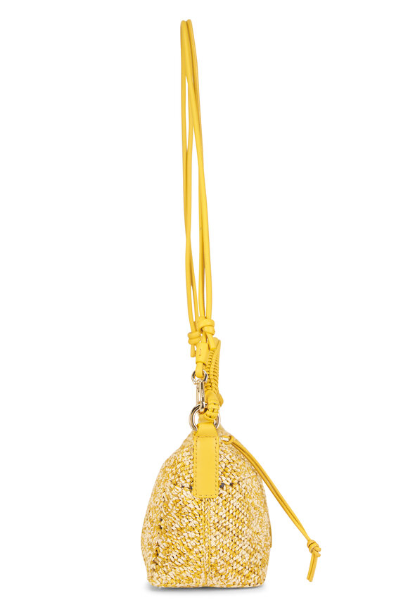 Loewe Cala Mustard Leather & Raffia Top Handle Bag - view 4