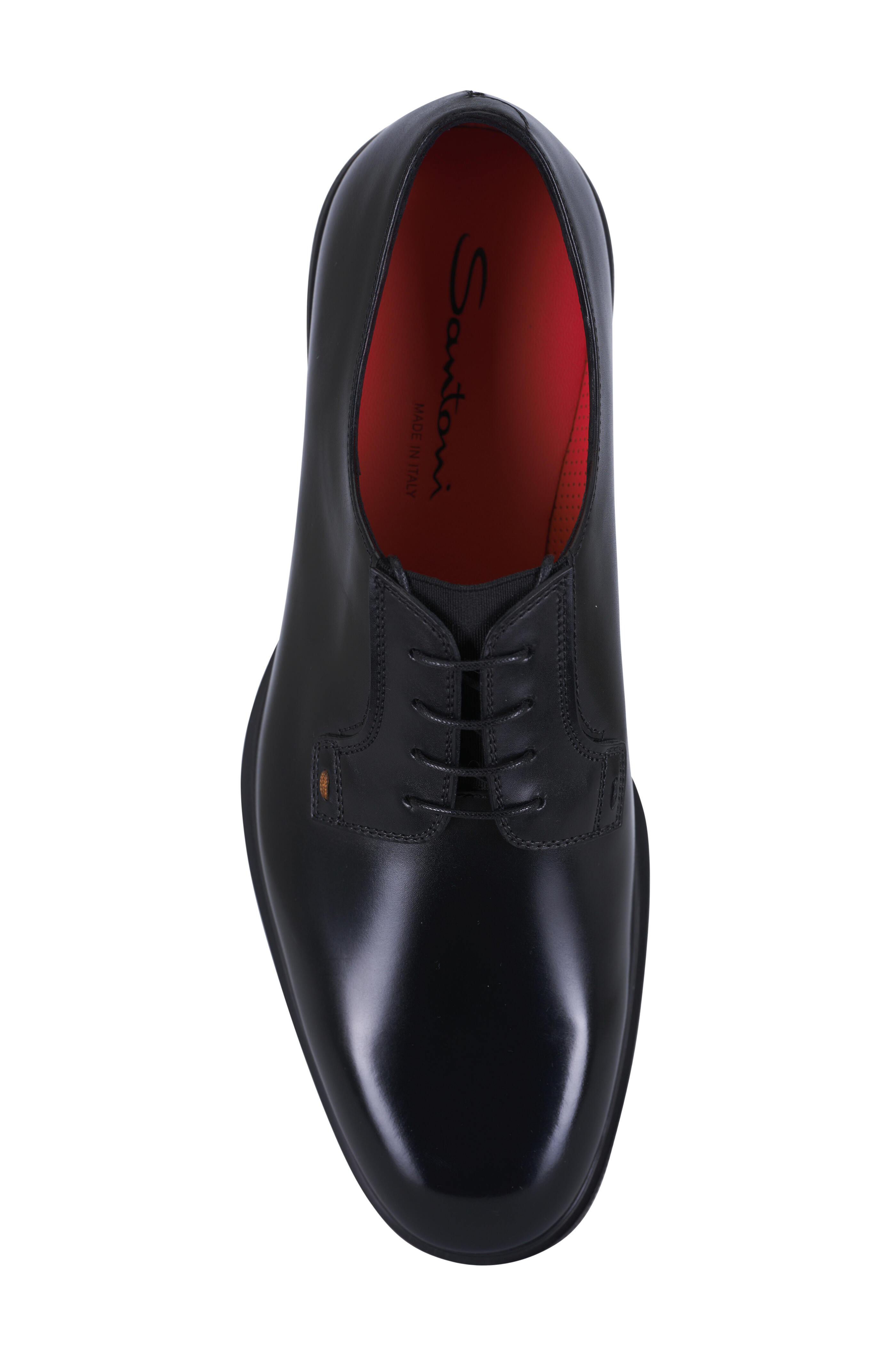 Santoni - Easy Revlo Black Leather Lace Up Dress Shoe