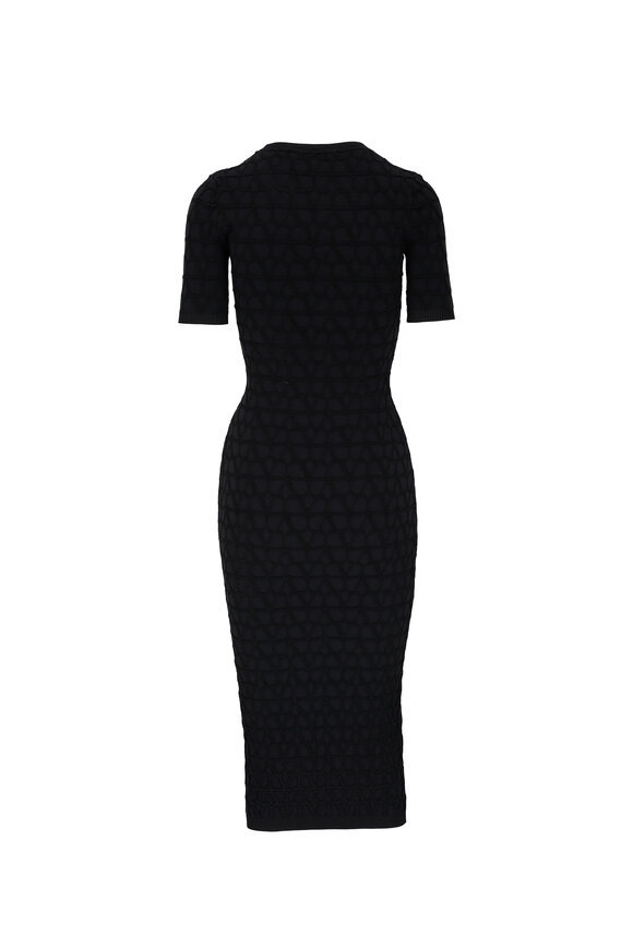 Valentino - Black Monogram Sheath Midi Dress