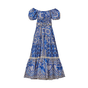 Farm Rio - Blue Tile Print Dream Maxi Dress | Mitchell Stores