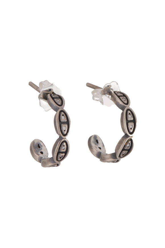 Sylva & Cie Platinite & Diamond Hoops - view 1