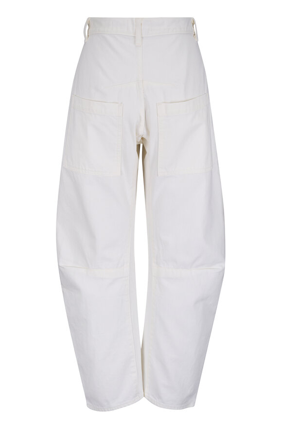 Nili Lotan Shon Cream Cotton Curved Denim Pant - view 3