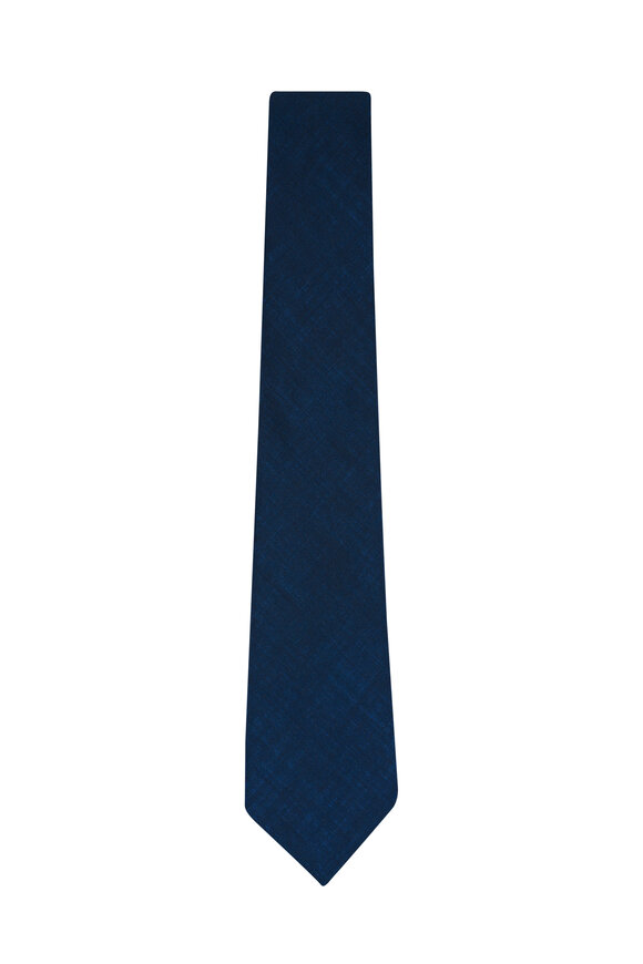 Canali Navy Weaved Wool Necktie - view 1