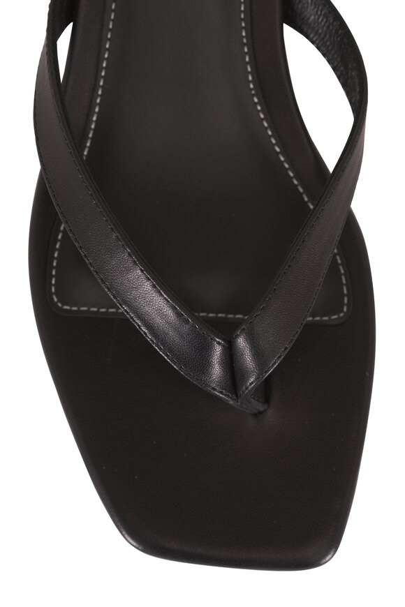 Totême Black Leather Heeled Flip Flops, 35mm - view 4