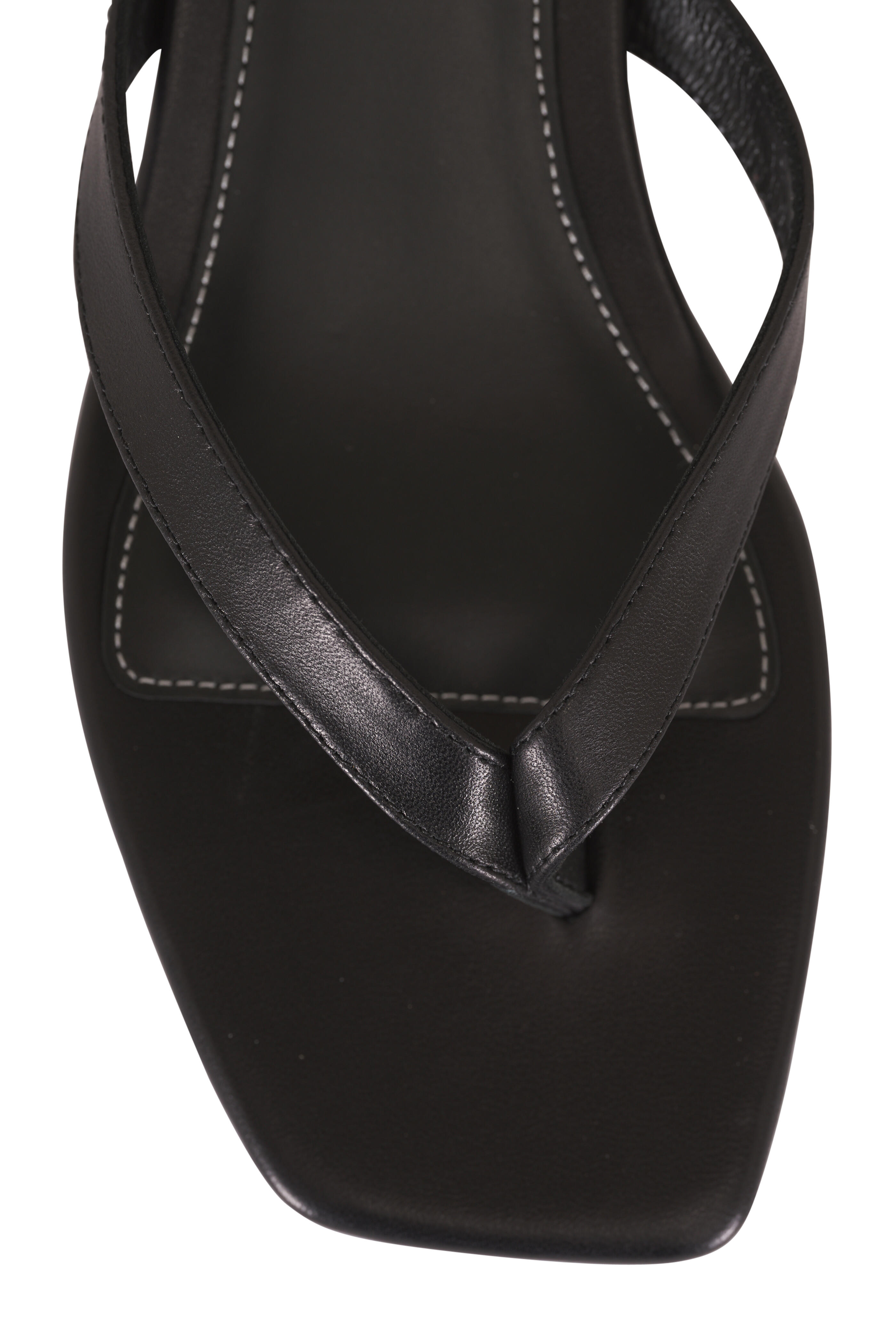 Totême - Black Leather Heeled Flip Flops, 35mm - view 4