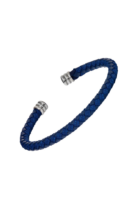 Jan Leslie Stainless Steel Blue Leather Bracelet - view 1