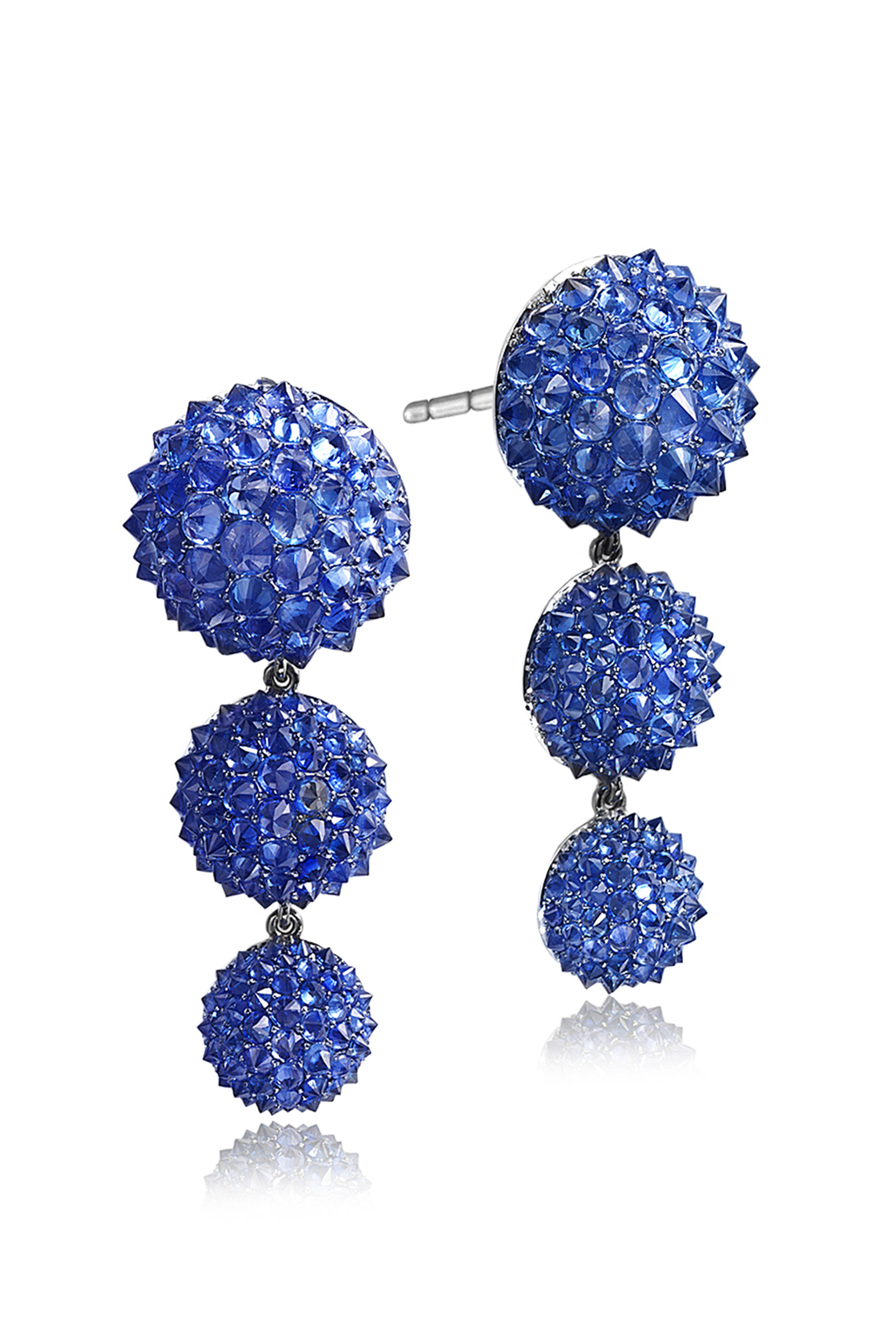 Nam Cho - 18kt Blue Sapphire Detachable Drop Earrings - view 1