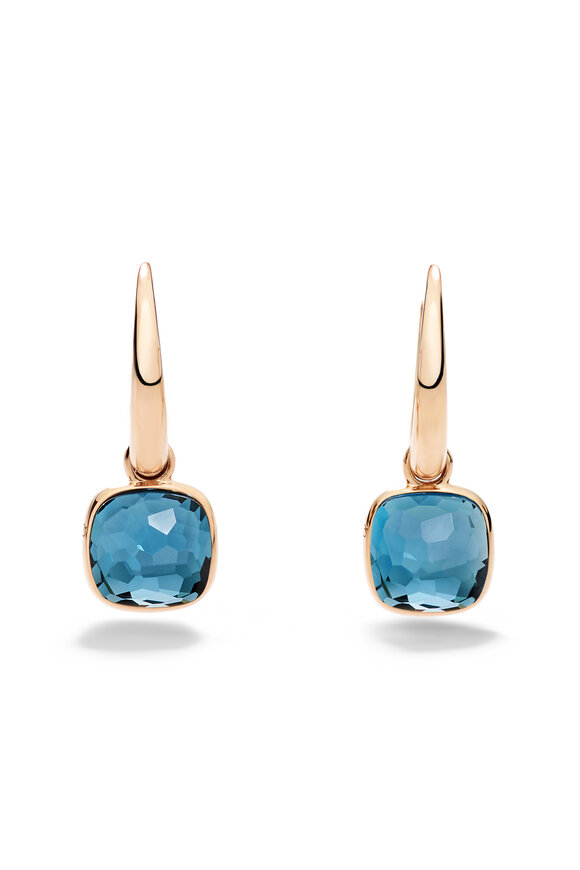 Pomellato 18k Rose Gold Nudo Mini Blue Topaz Earring - view 1