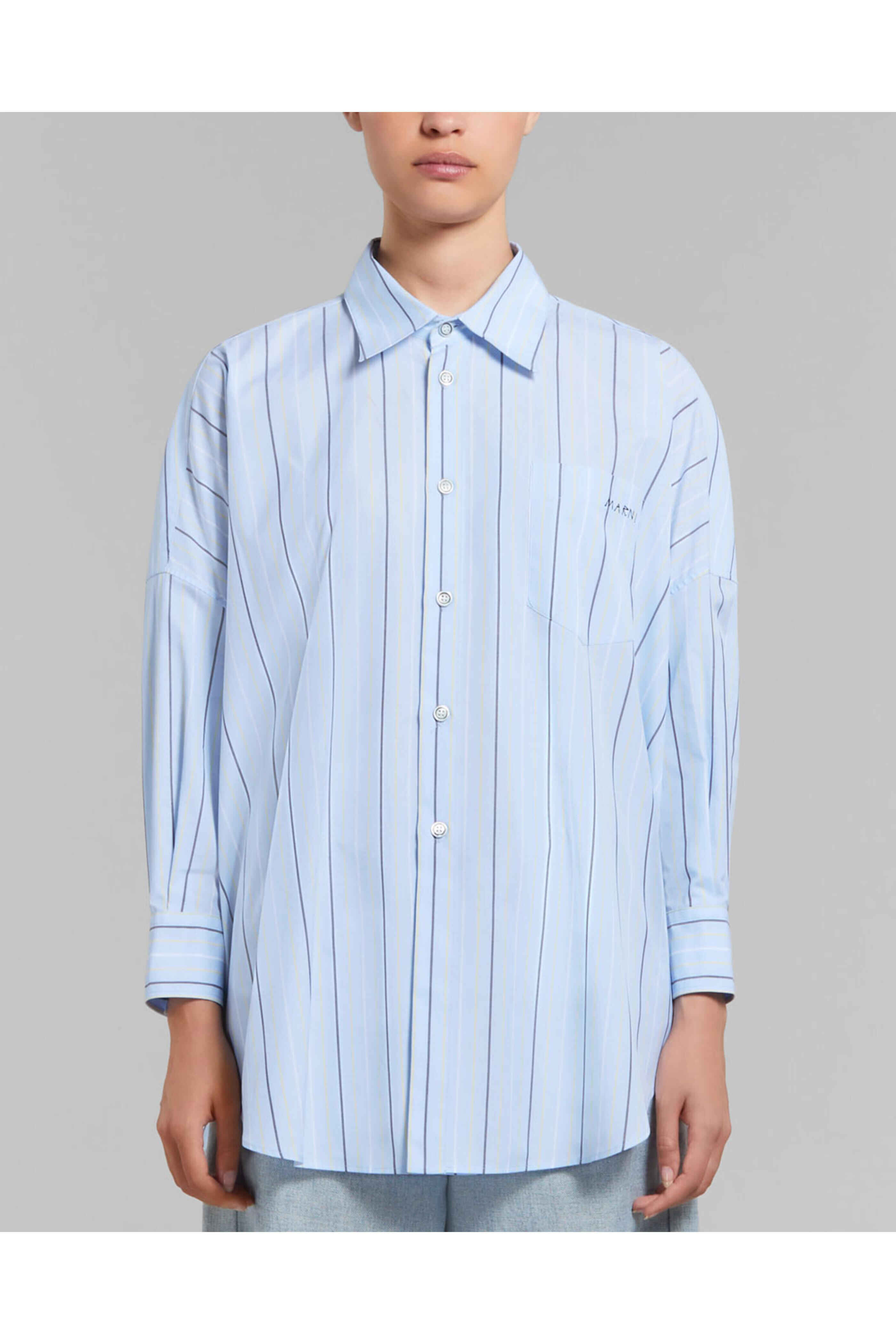Marni - Aqua Marine Stripe Oversized Long Sleeve Shirt