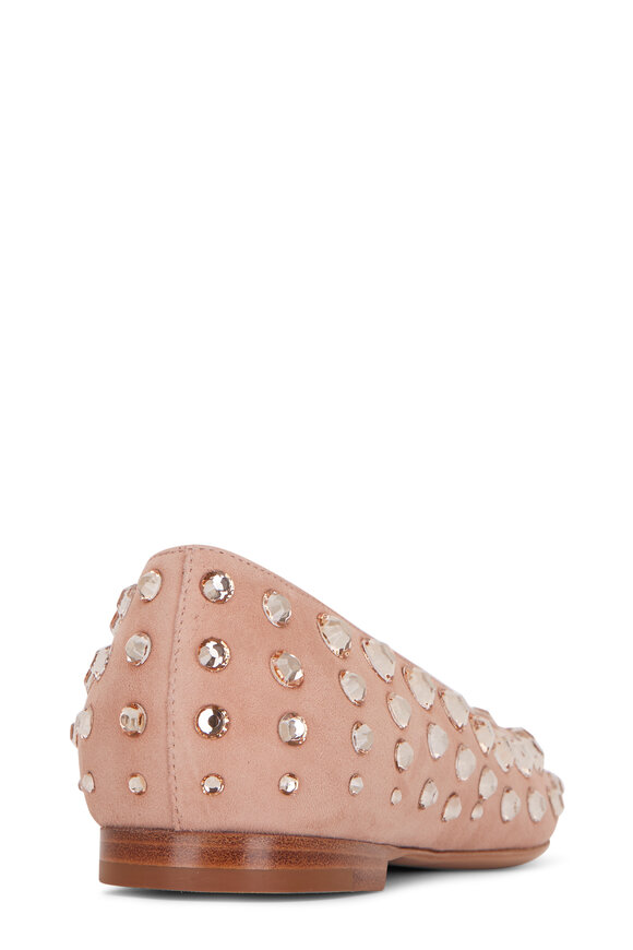 Gianvito Rossi - Peach Crystal Suede Flat