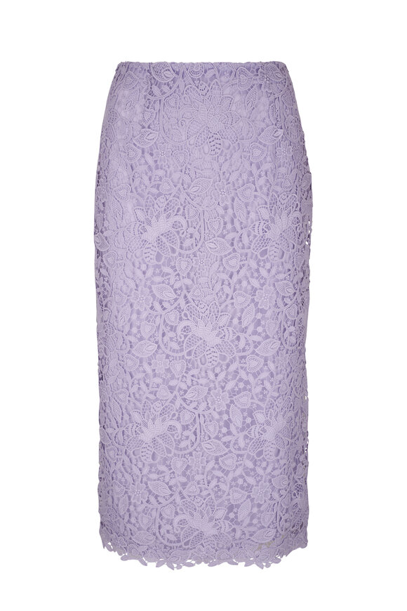 Carolina Herrera Lilac Lace Midi Skirt 