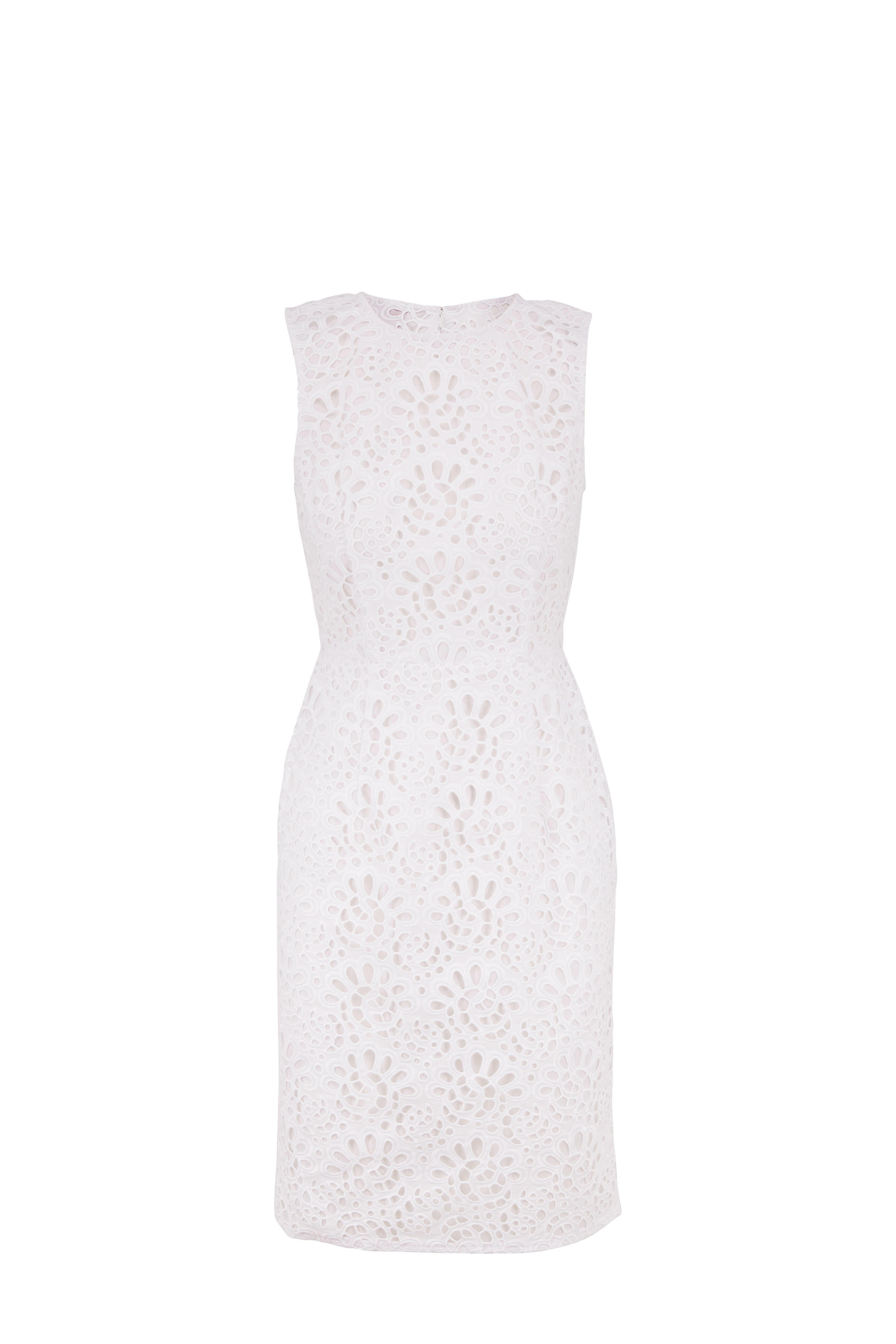 Carolina Herrera - White Lace Sleeveless Sheath Dress