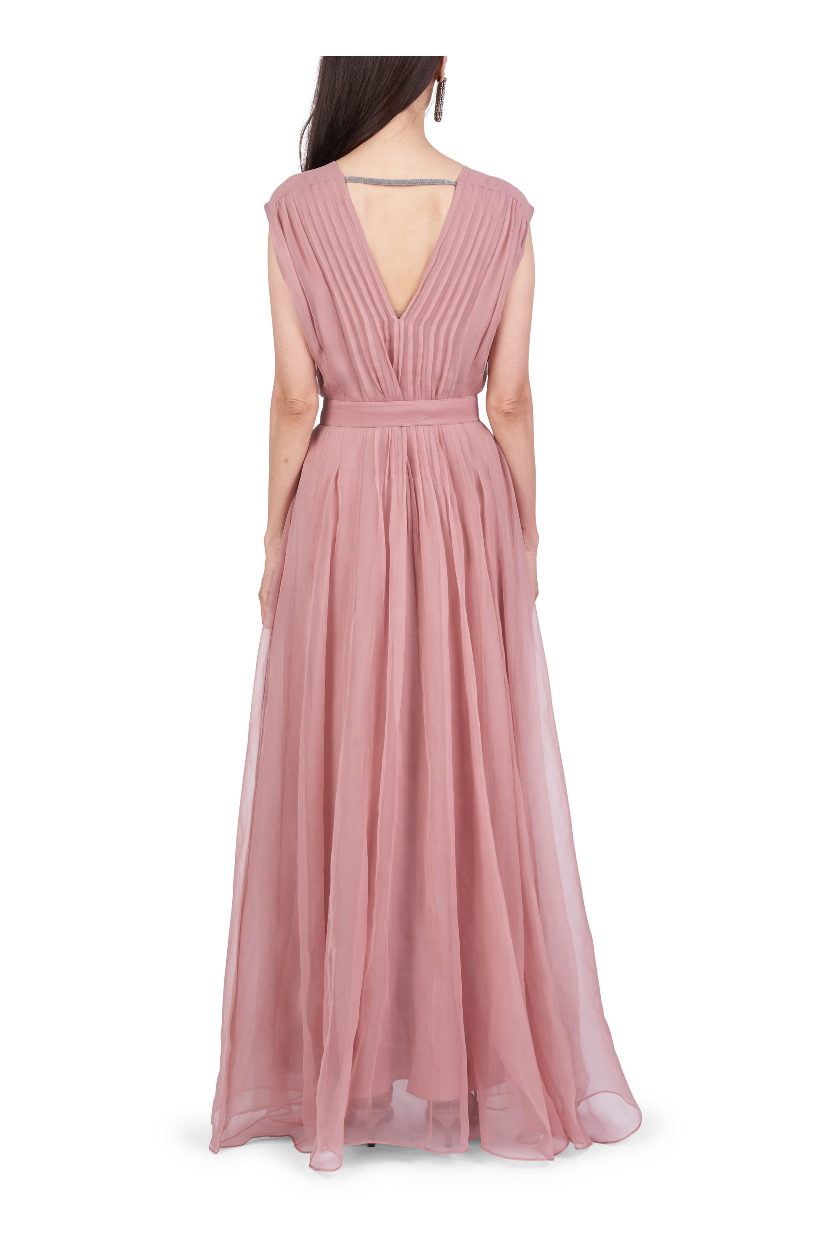Brunello Cucinelli - Pink Crispy Silk Chiffon Maxi Dress