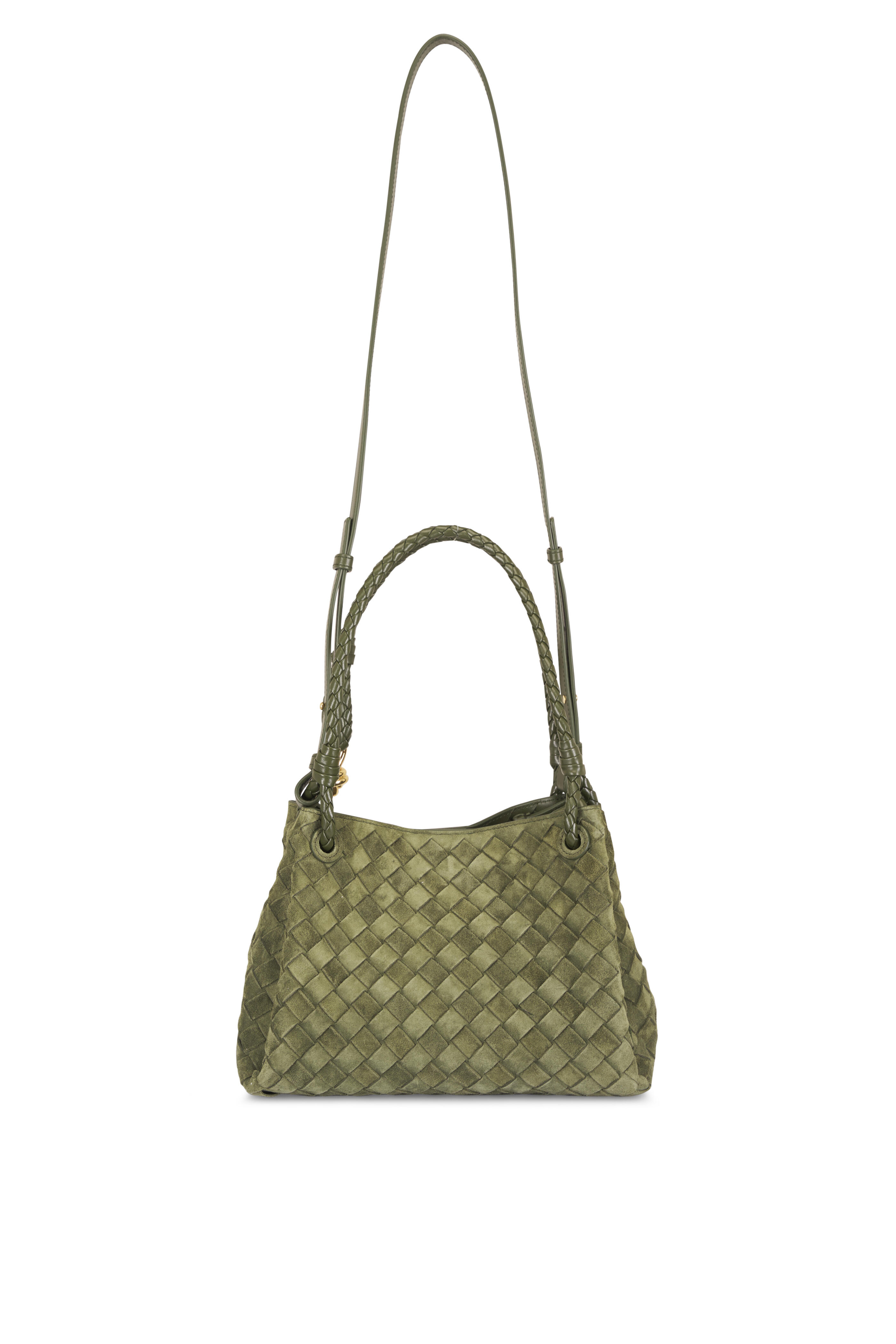 Bottega Veneta - Parachute Green Tweed Suede Satchel - view 2