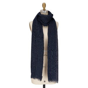 マフラー・ストール Brunello Cucinelli Cashmere Blend Scarf With Lurex Profiles Brunello Cucinelli - Gray Stripe Lurex Cashmere Scarf