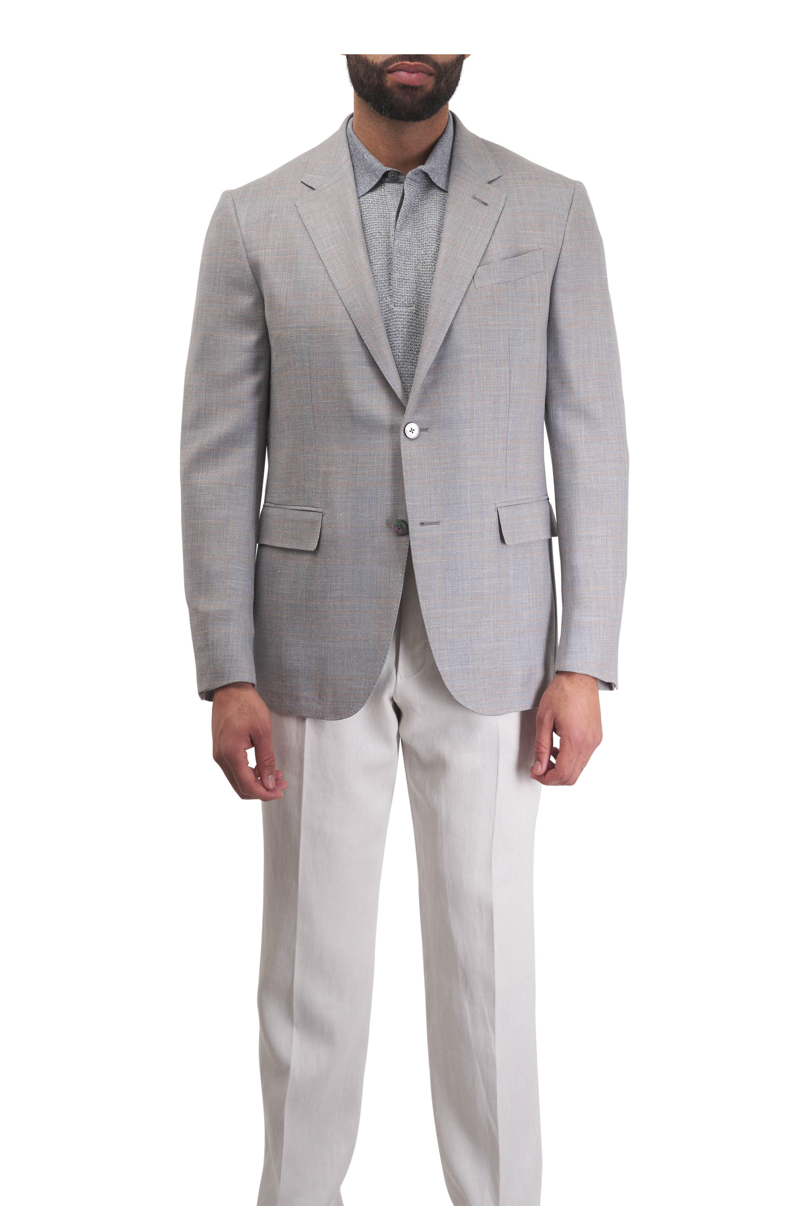 Zegna - Off White Linen & Wool Dress Pant