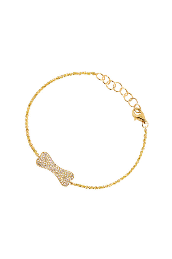 Bridget King 14k Yellow Gold Mini Diamond Dog Bone Bracelet - view 1