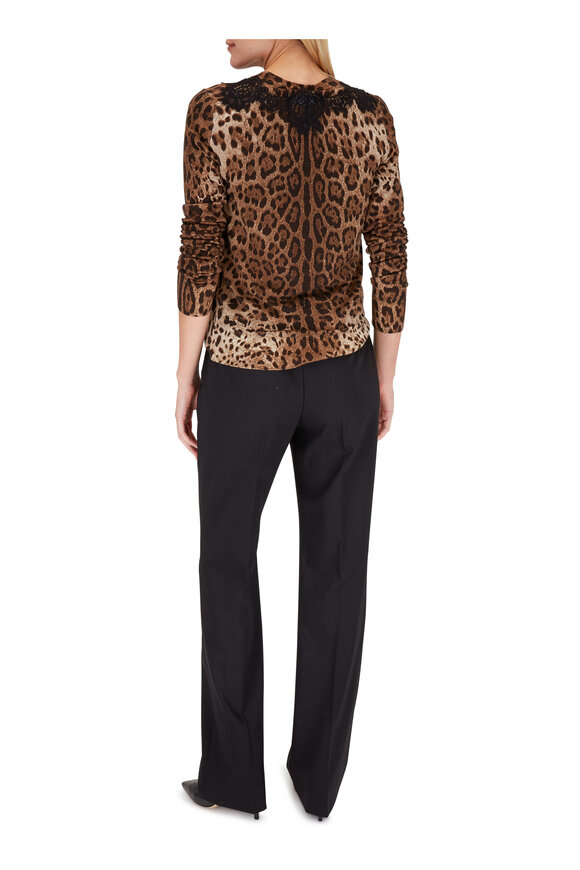 Dolce & Gabbana - Leopard Print Lace Trim Knit Sweater