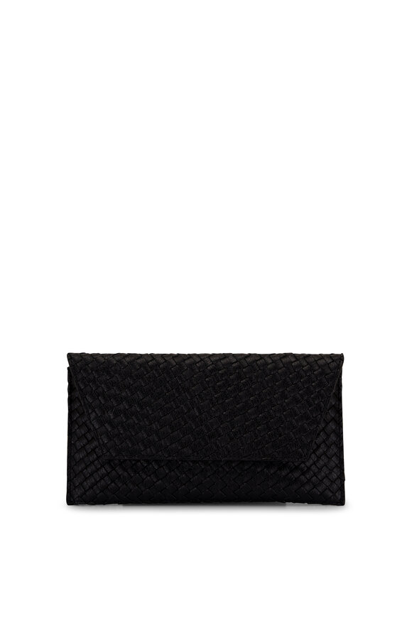 Maria Oliver Belen Black Woven Stamped Clutch